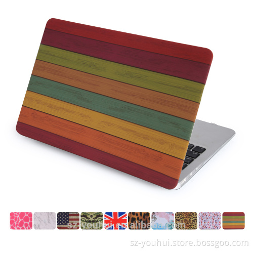 New Arrival Magnetic Leopard Camouflage Wood UK US Flag Heart Designer Hard Case Flip Cover for Macbook Air